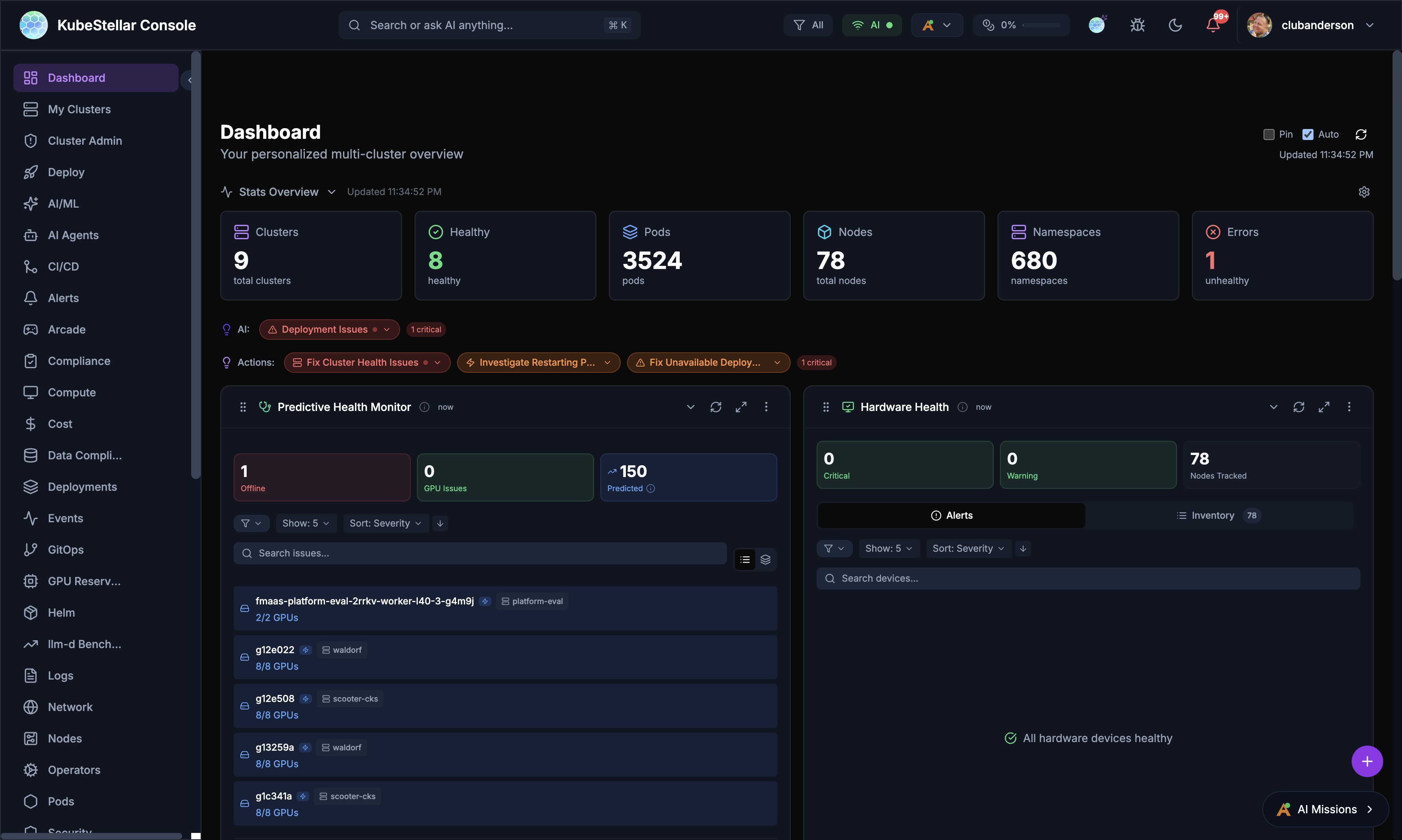 Dashboard with Auto-Scaling Stats